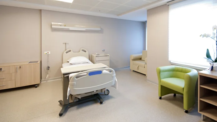 A view inside a private hospital room. Learn more about residential treatment programs and therapy here.